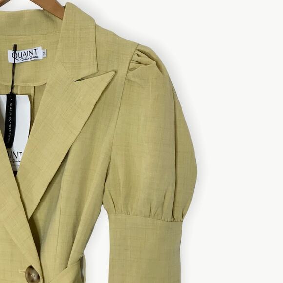 Quaint by Durlana Quantas Yellow Ginger Blazer Dress 34 XS NWT - Picture 8 of 9